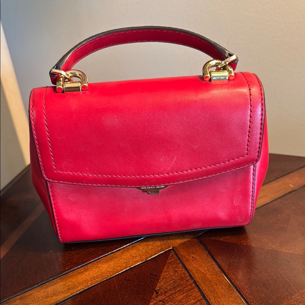 KORS Michael Kors Red Satchel with Gold Hardware